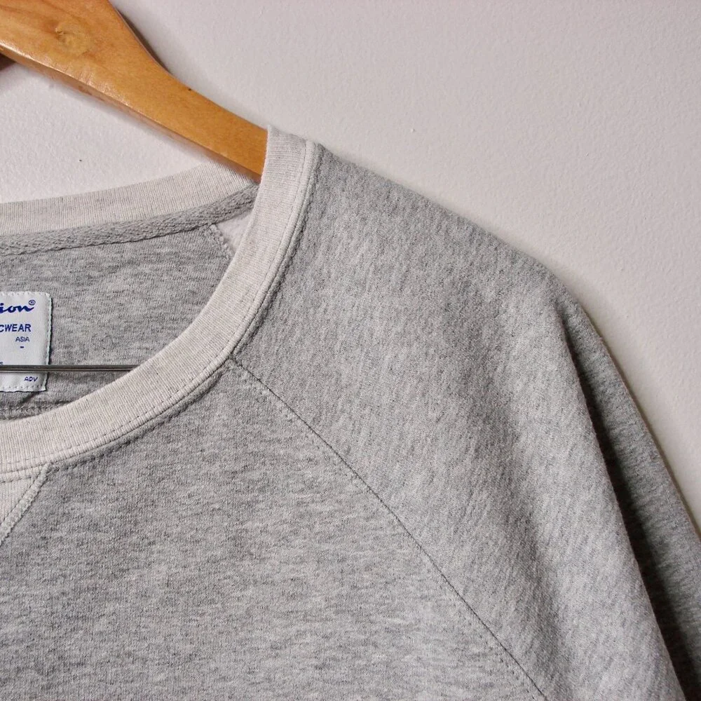 Champion Gray Crewneck Sweatshirt Cream Trim Fleece Logo Plus Size 2X - Picture 7 of 15